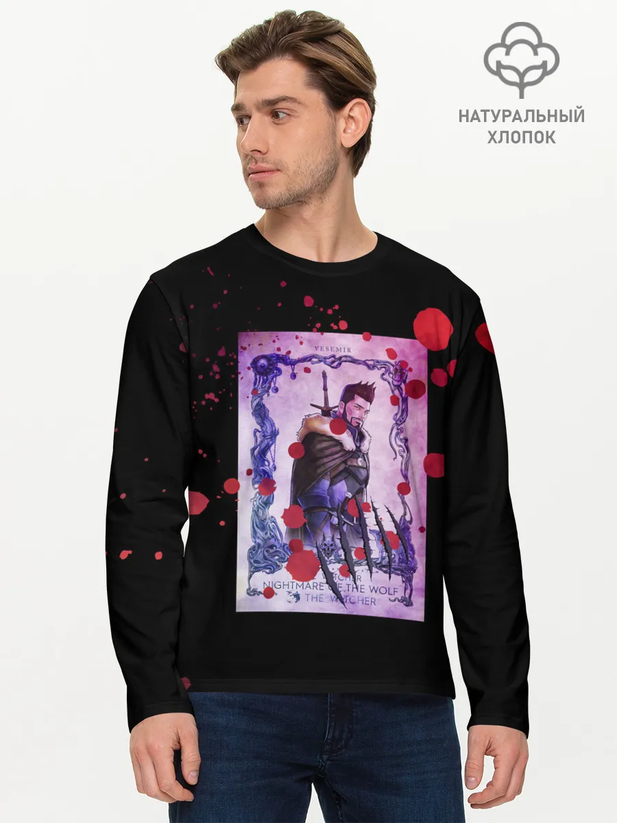 Мужской лонгслив базовый / Ведьмак Кошмар Волка Анимэ