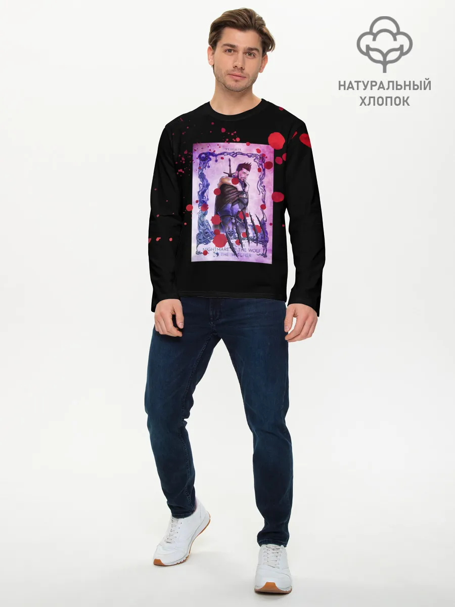 Мужской лонгслив базовый / Ведьмак Кошмар Волка Анимэ