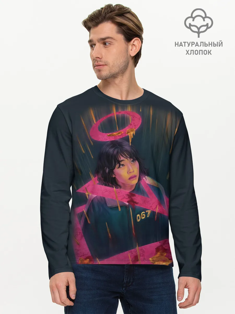Мужской лонгслив базовый / УЧАСТНИК 067 | ИГРА В КАЛЬМАРА | SQUID GAME