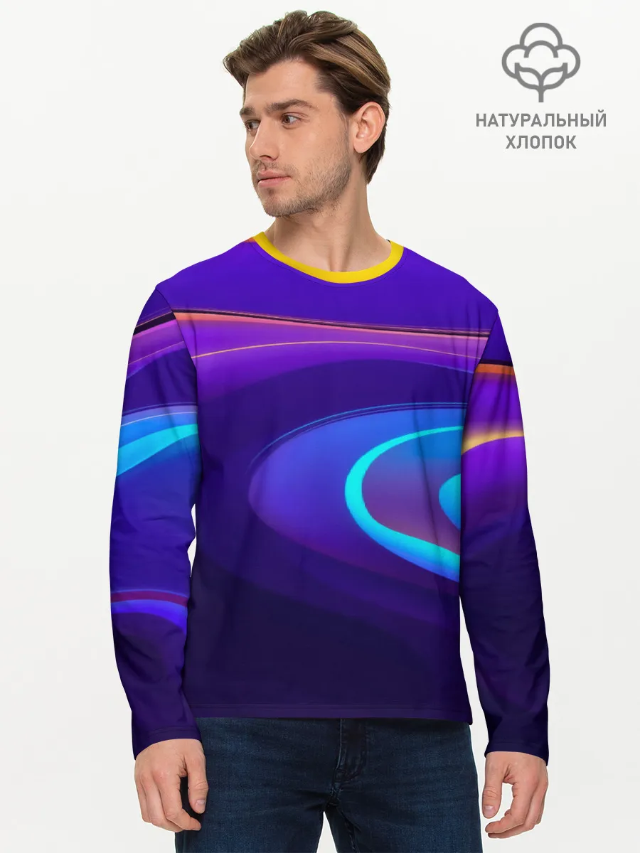 Мужской лонгслив базовый / Аква принт