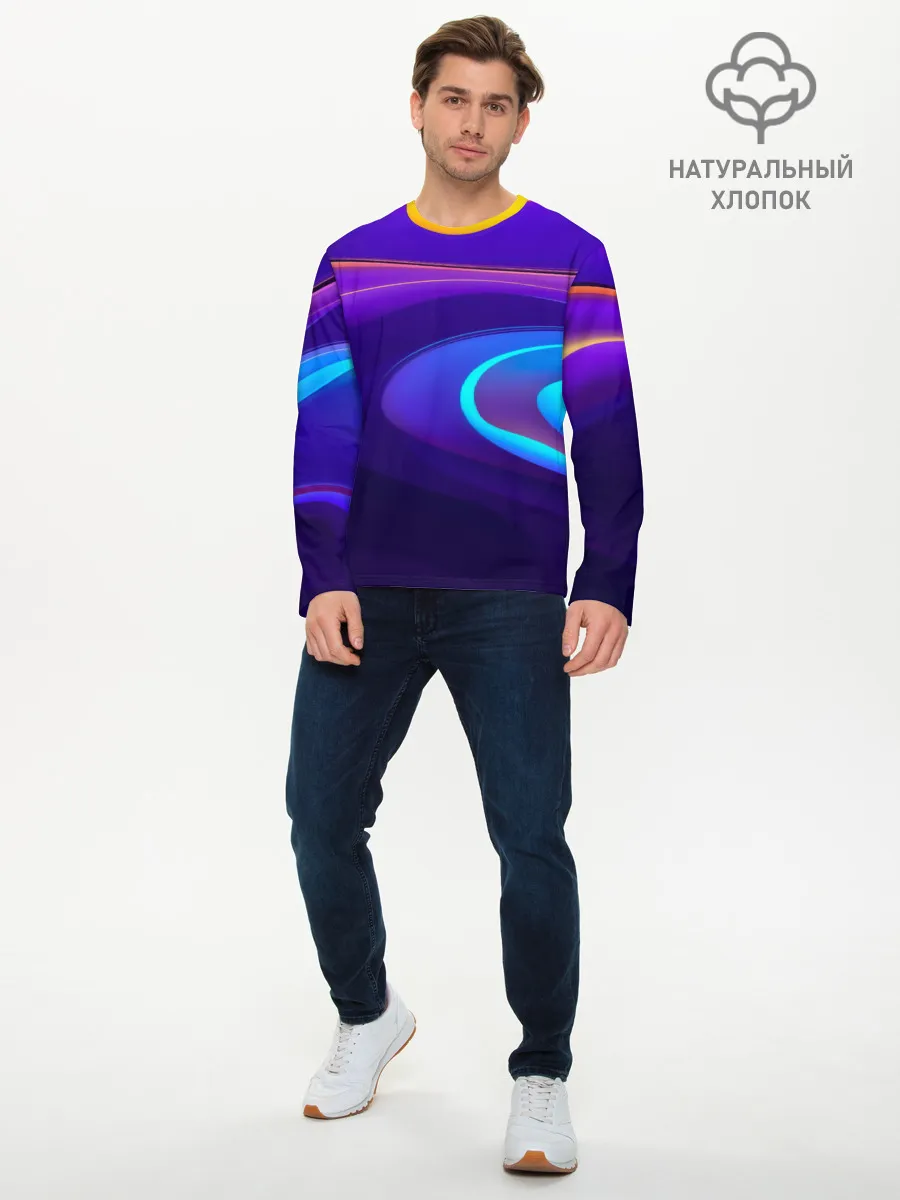 Мужской лонгслив базовый / Аква принт