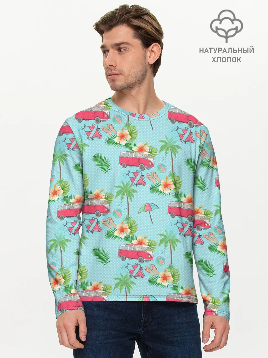 Мужской лонгслив базовый / Путешествие хиппи