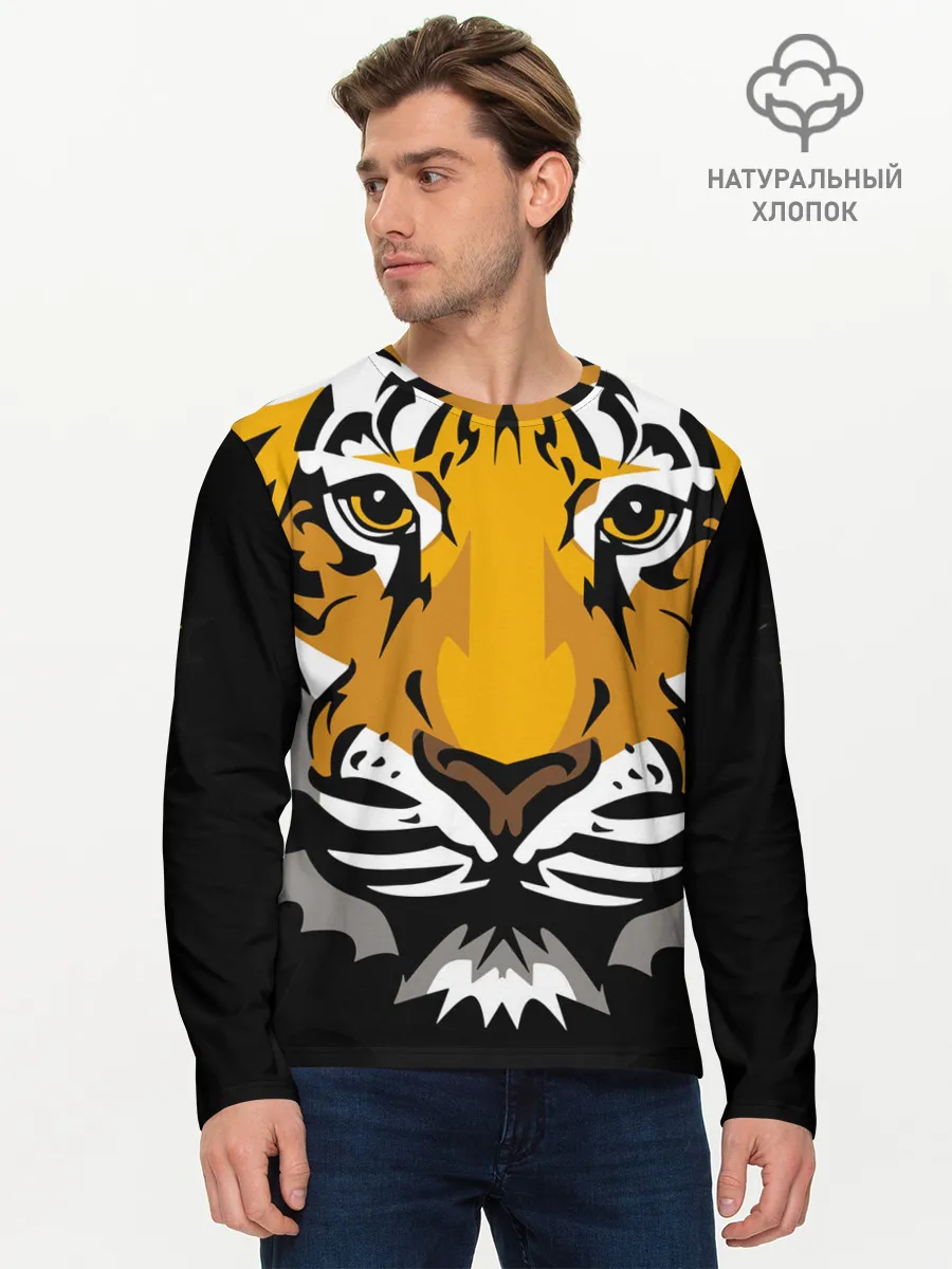 Мужской лонгслив базовый / Суровый взгляд тигра