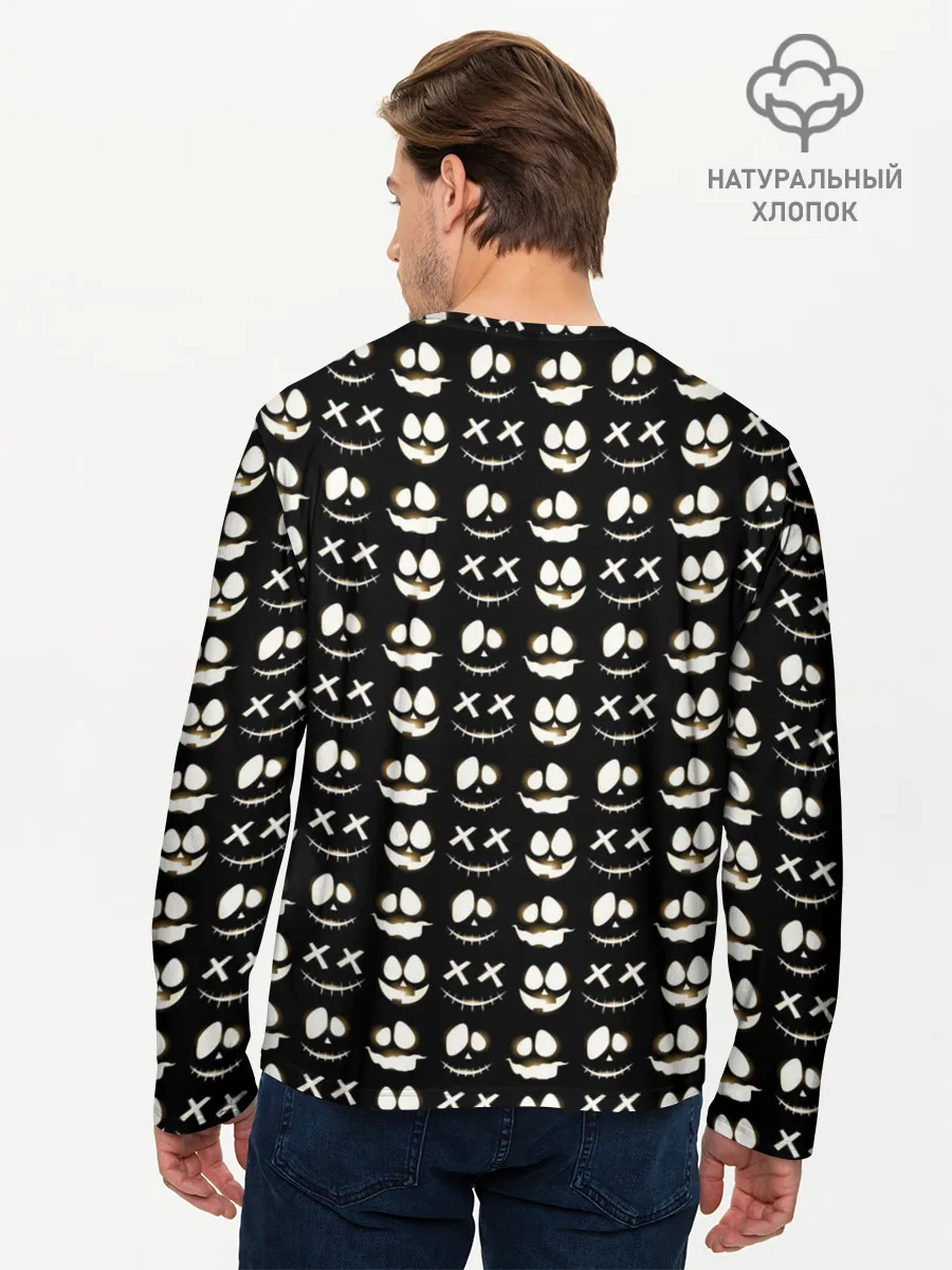 Мужской лонгслив базовый / Прикольные смайлы Хэллоуин 2 / Halloween 2