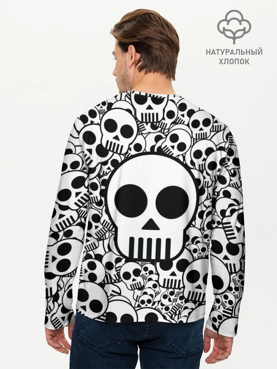 Мужской лонгслив базовый / черепа чб