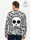 Мужской лонгслив базовый / черепа чб