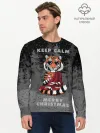Мужской лонгслив базовый / Keep calm and Merry Christmas