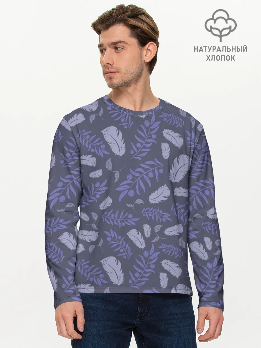 Мужской лонгслив базовый / Зимняя абстракция