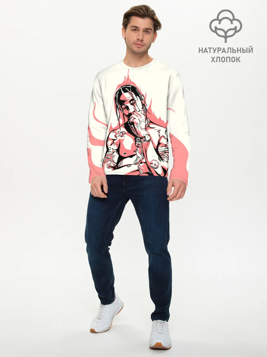 Мужской лонгслив базовый / Тревис в огне