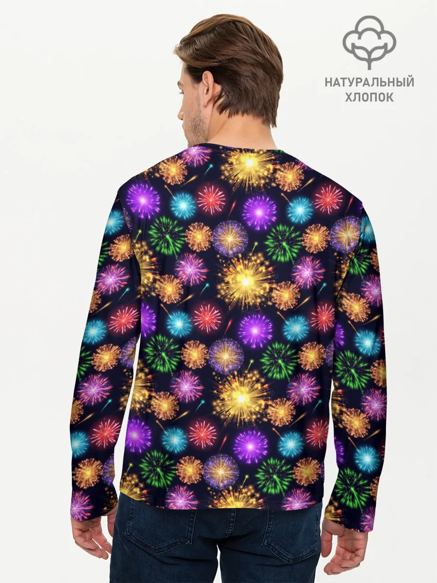 Мужской лонгслив базовый / Праздничный Фейерверк