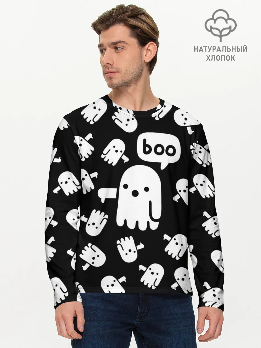 Мужской лонгслив базовый / BOO! ПРИВЕДЕНИЕ ХЕЛЛОУИН