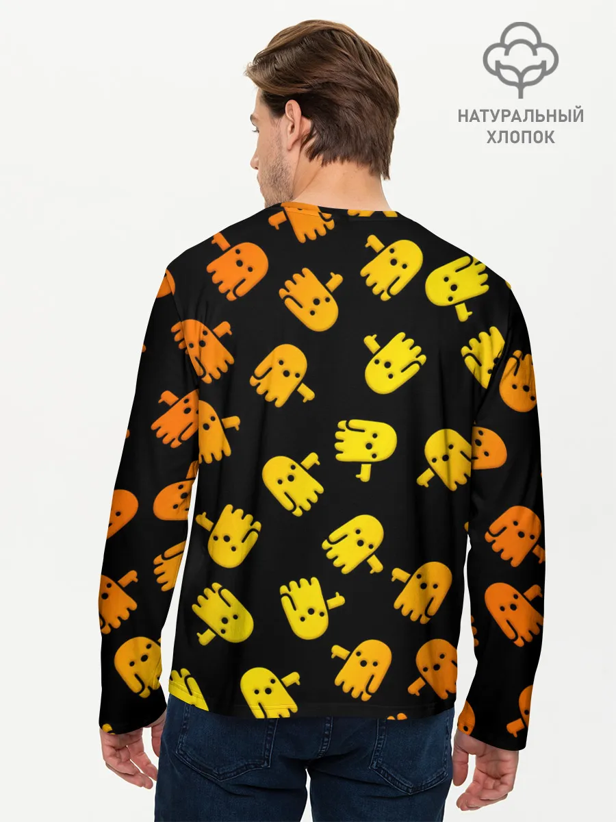 Мужской лонгслив базовый / BOO! ПРИЗРАК, ПРИВЕДЕНИЕ ХЕЛЛОУИН ОРАНЖЕВЫЙ