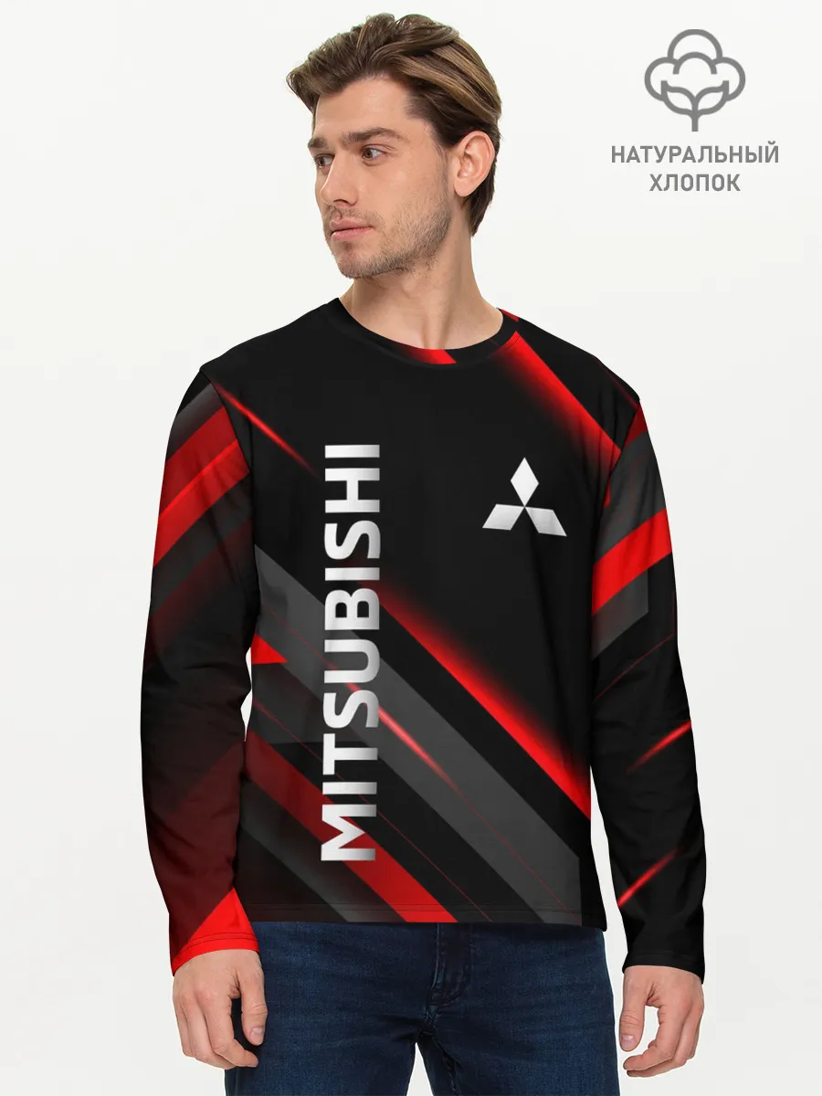Мужской лонгслив базовый / Геометрия митсубиси