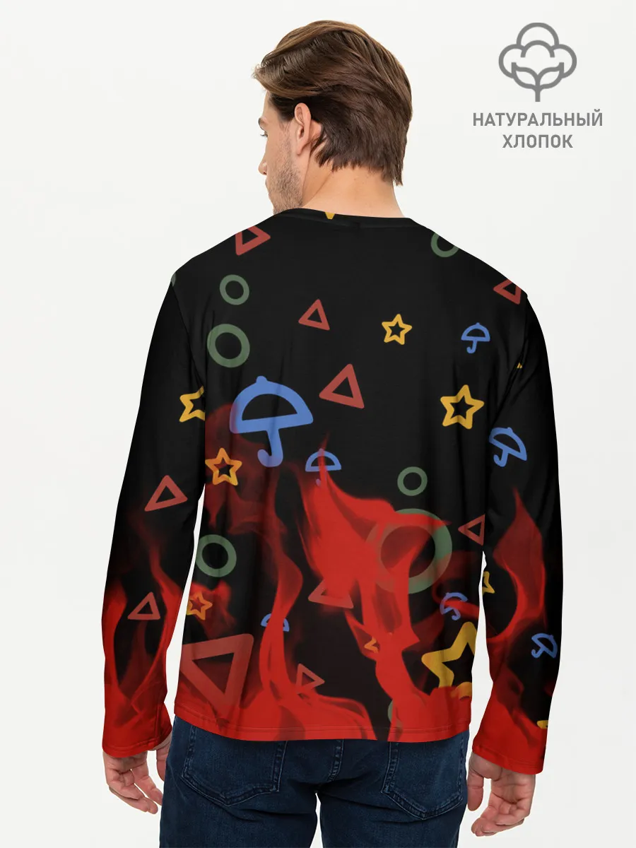 Мужской лонгслив базовый / Игра в кальмара пламя.