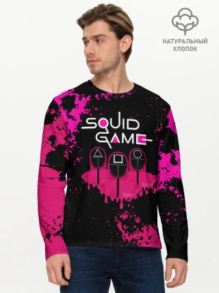 Мужской лонгслив базовый / Squid Game брызги красок стража.