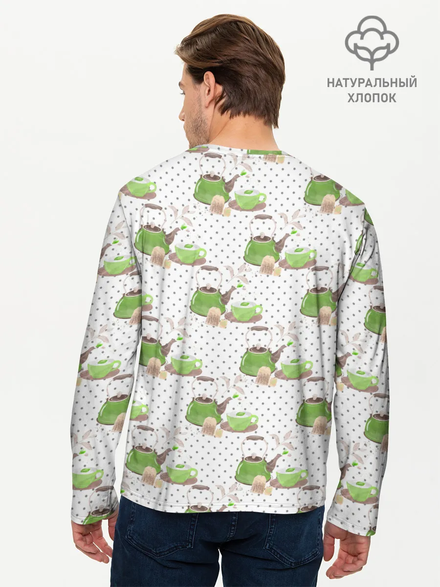 Мужской лонгслив базовый / Зеленый чай