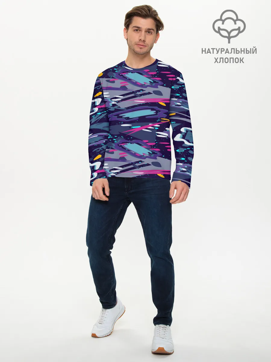 Мужской лонгслив базовый / Космический абстрактный паттерн