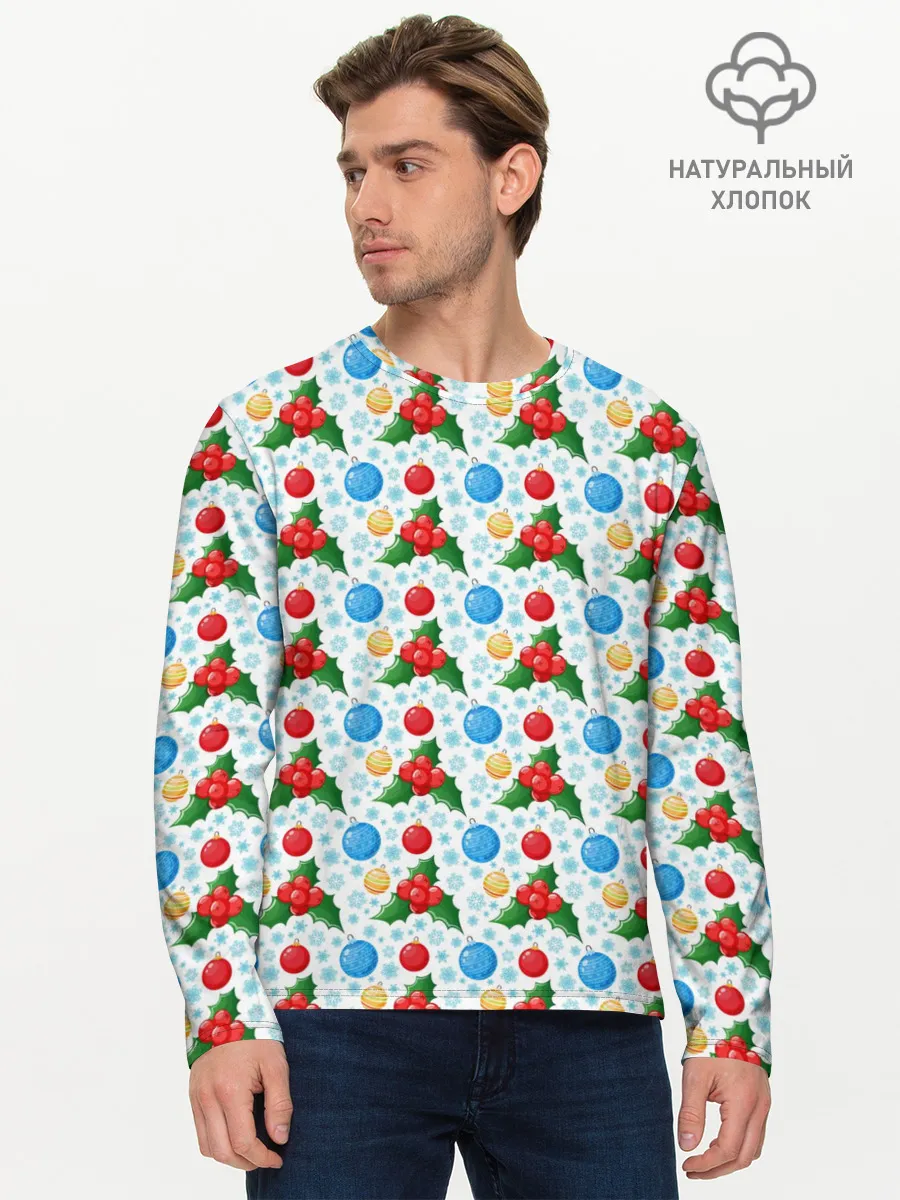 Мужской лонгслив базовый / Новогодняя Символика
