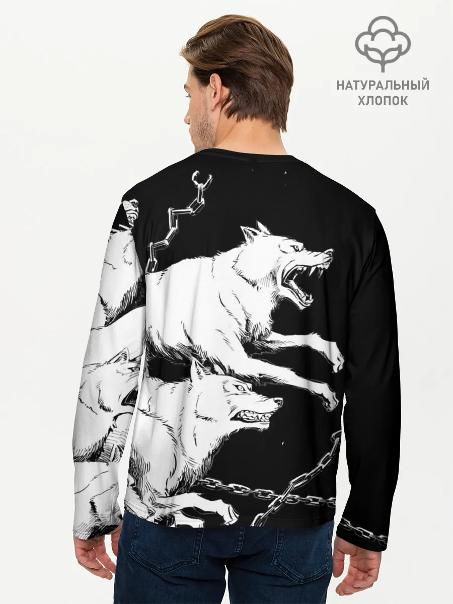 Мужской лонгслив базовый / Белые волки