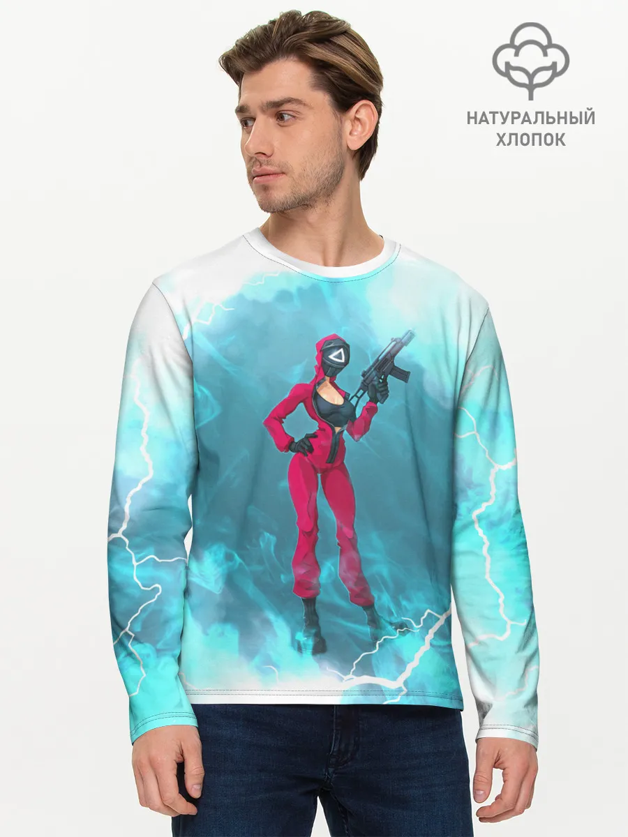 Мужской лонгслив базовый / ОХРАНА НА ЧЕКУ | ТРЕУГОЛЬНИК