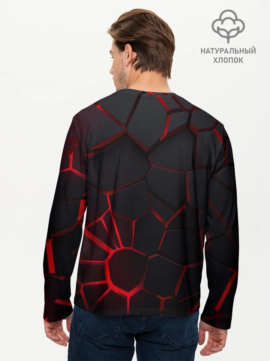 Мужской лонгслив базовый / Адские 3D плиты | 3Д геометрия плиты