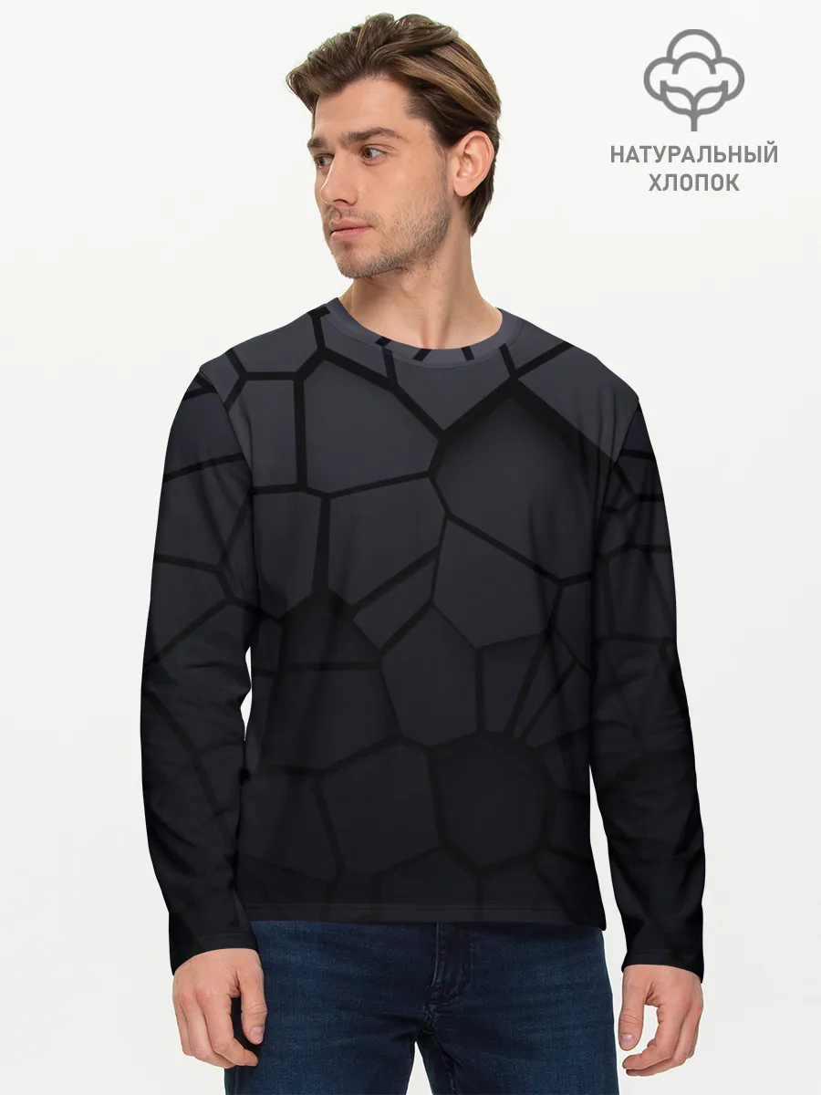 Мужской лонгслив базовый / Карбоновые 3D плиты | 3Д плиты геометрия