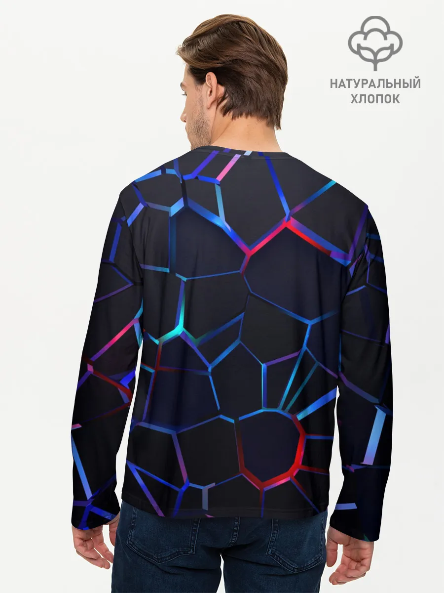 Мужской лонгслив базовый / Неоновые 3D плиты | Неоновые плиты