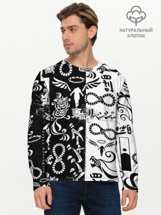 Мужской лонгслив базовый / ТОКИЙСКИЕ МСТИТЕЛИ ЛОГОБОМБИНГ ЧБ