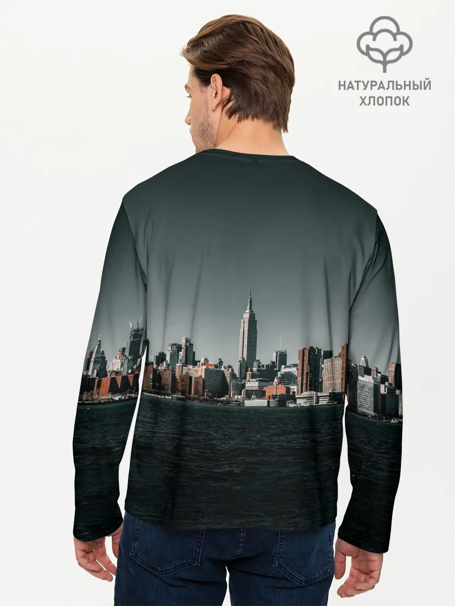 Мужской лонгслив базовый / Вид на Нью Йорк