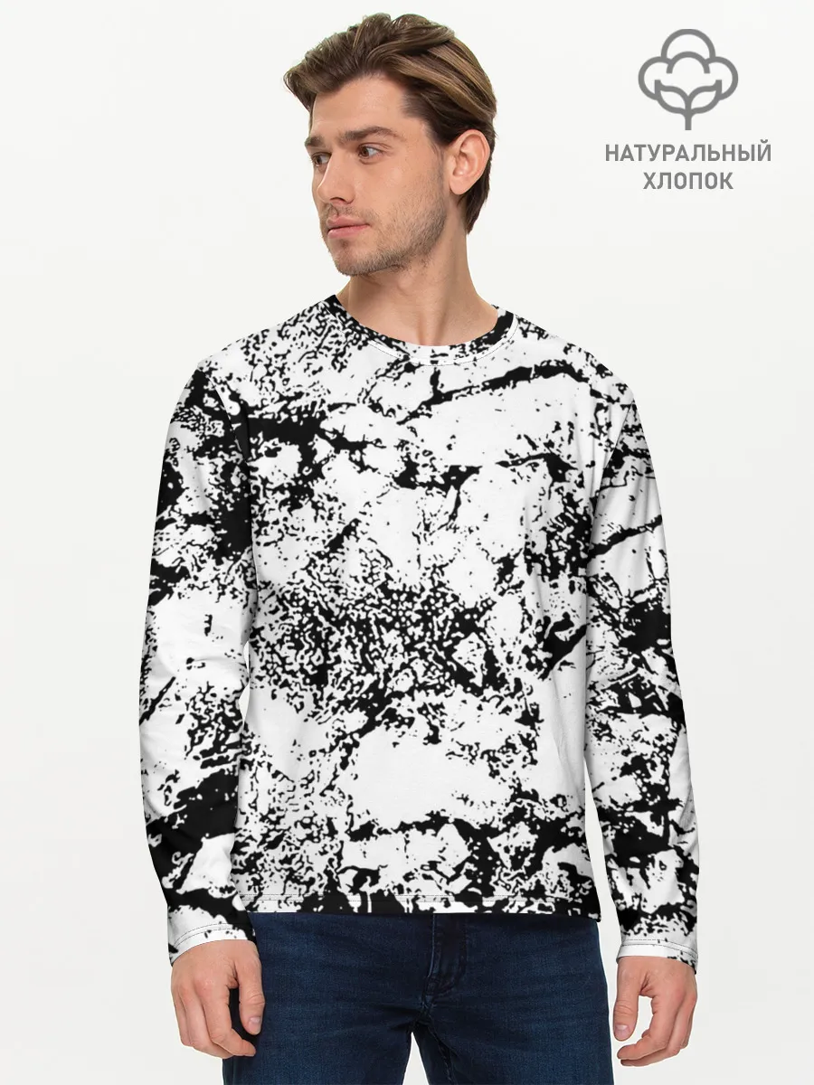 Мужской лонгслив базовый / Эффект линогравюры