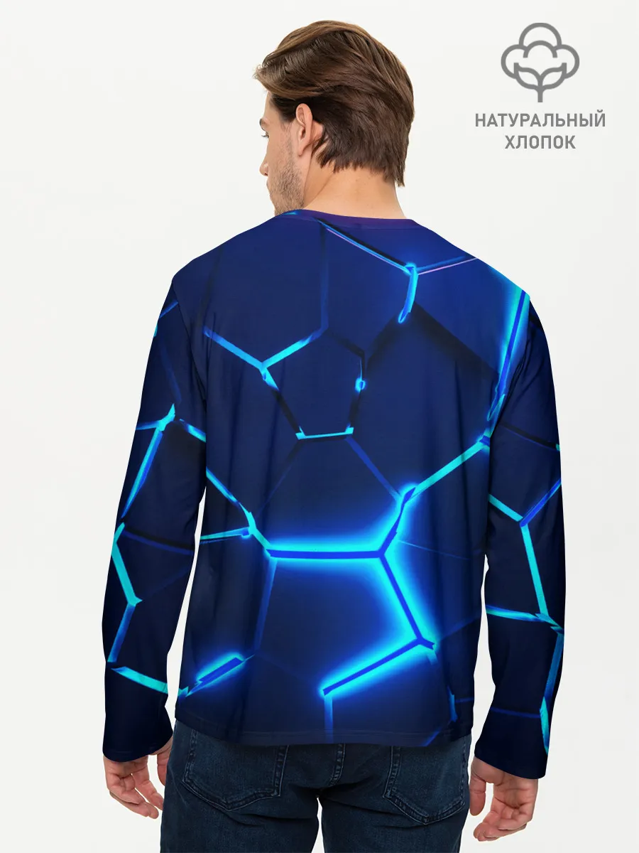 Мужской лонгслив базовый / 3D ПЛИТЫ | NEON STEEL | НЕОНОВЫЕ ПЛИТЫ