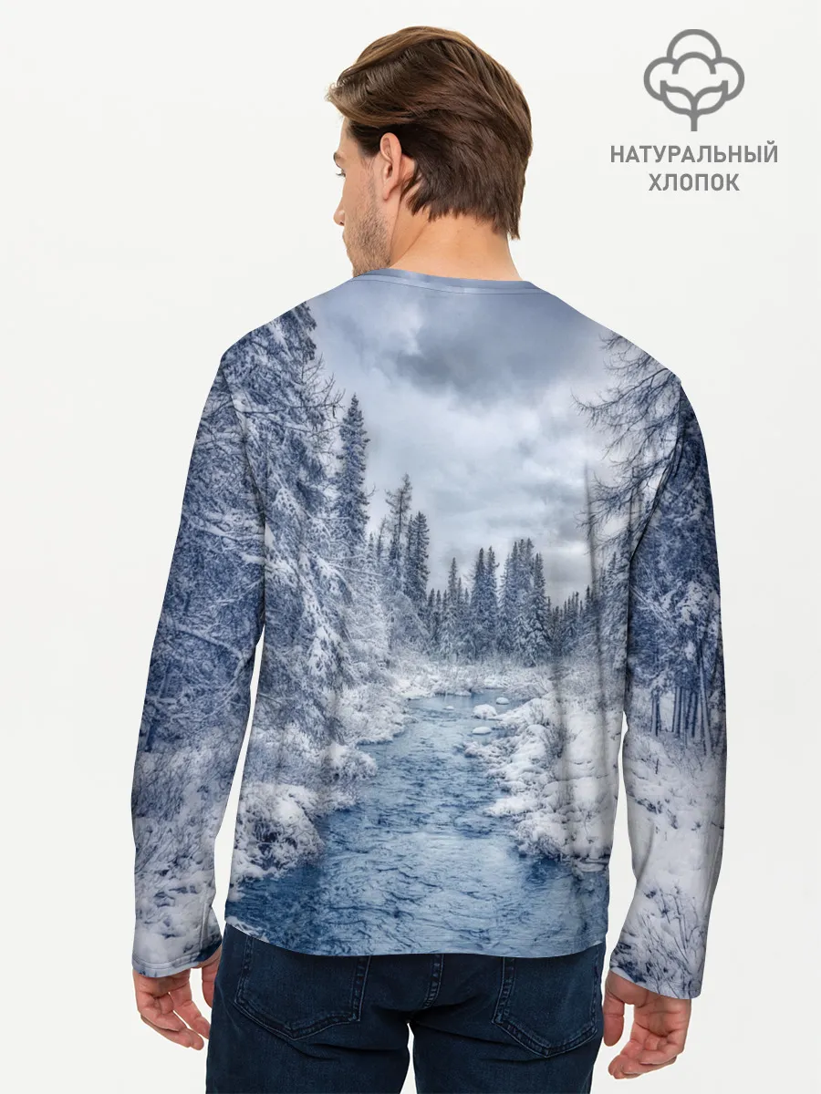 Мужской лонгслив базовый / СНЕЖНЫЙ ПЕЙЗАЖ