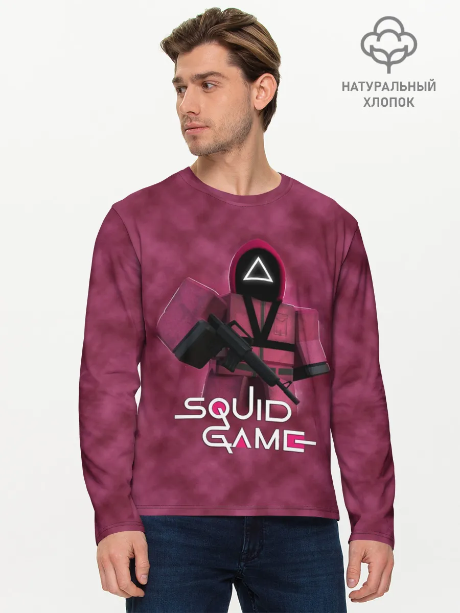 Мужской лонгслив базовый / ИГРА В КАЛЬМАРА РОБЛОКС | SQUID GAME