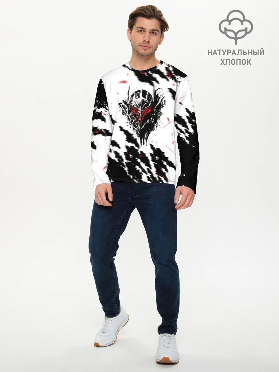 Мужской лонгслив базовый / Берсерк маска с красными глазами