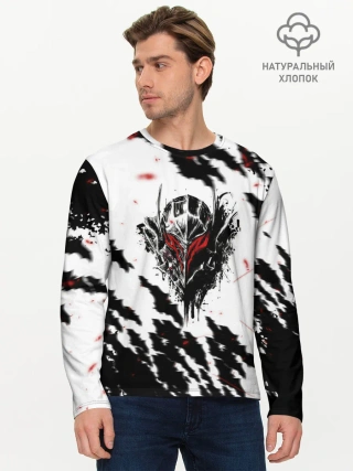 Мужской лонгслив базовый / Берсерк маска с красными глазами