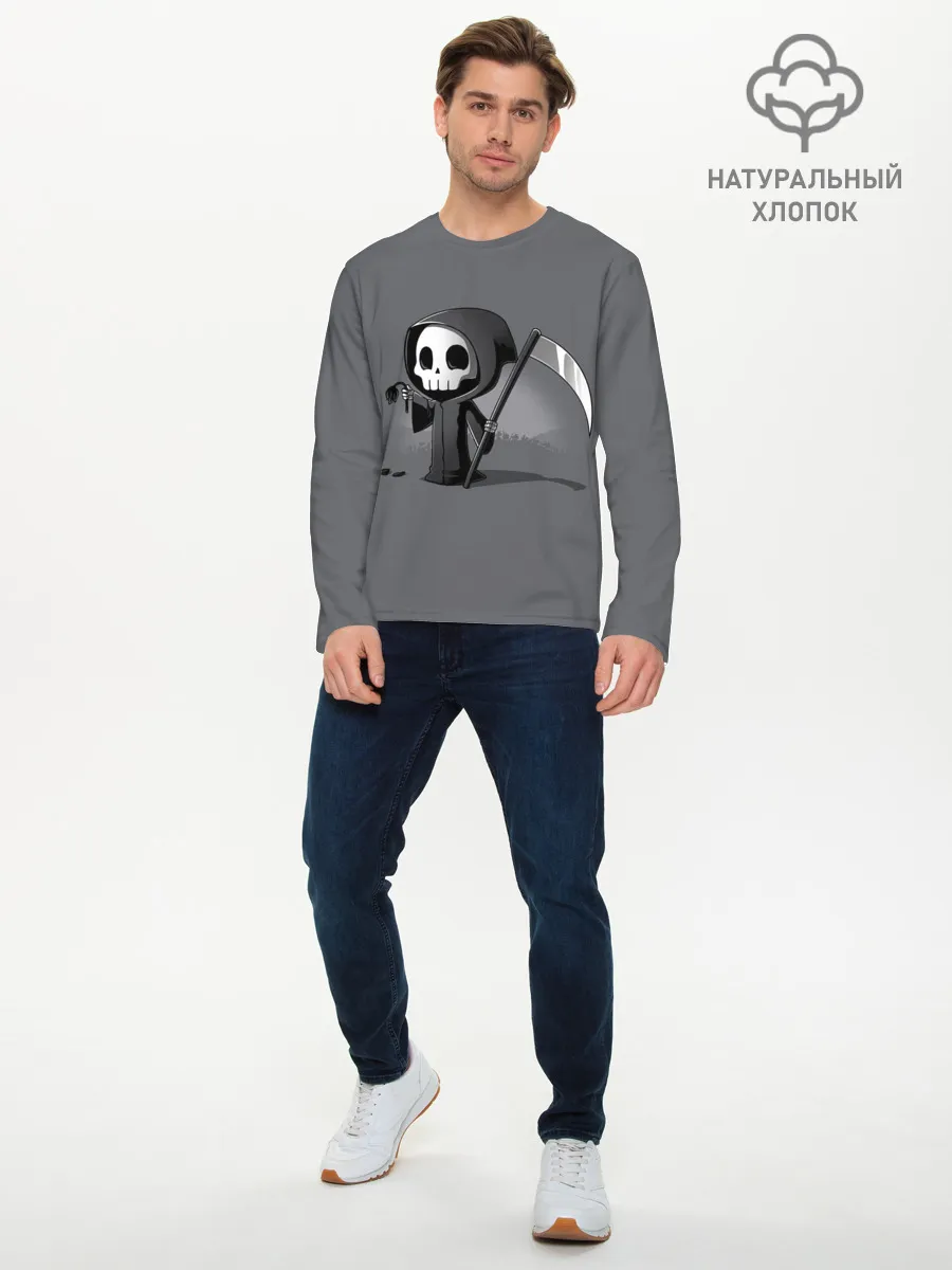 Мужской лонгслив базовый / жнец и цветок