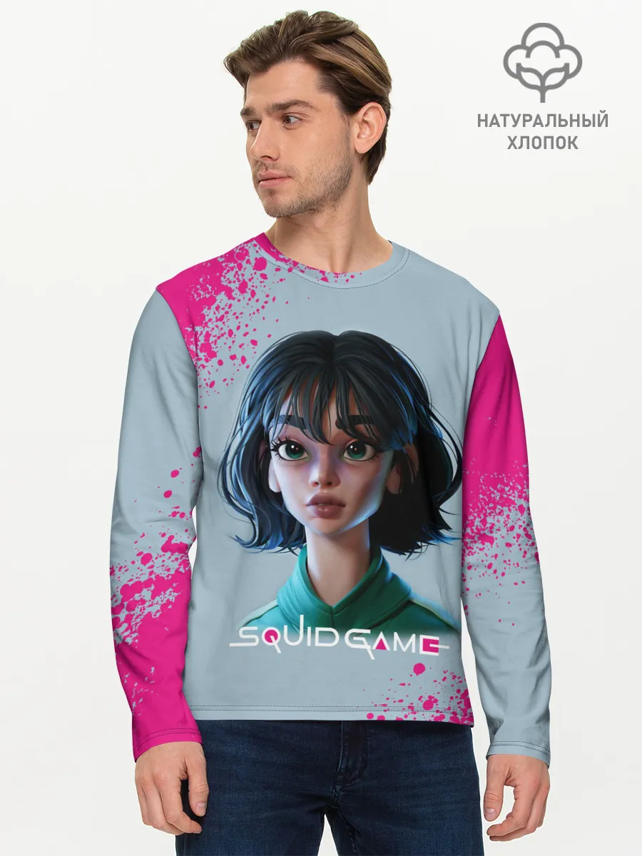 Мужской лонгслив базовый / 067 | Розовые брызги