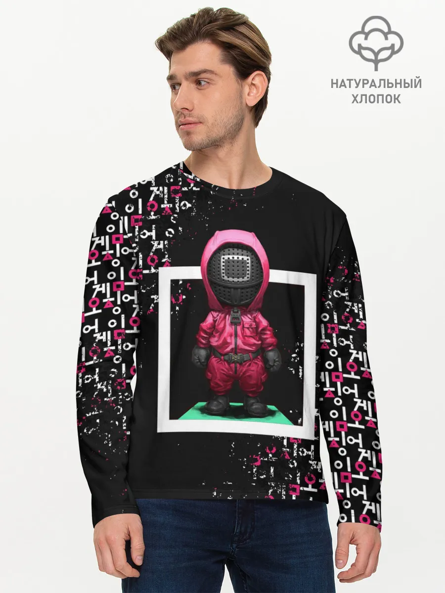 Мужской лонгслив базовый / ИГРА В КАЛЬМАРА | SQUID GAME СТРАЖ