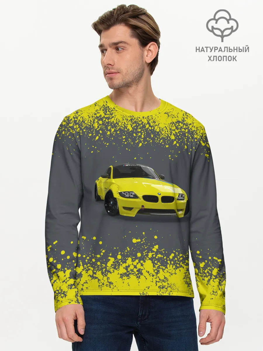 Мужской лонгслив базовый / БМВ | ЖЕЛТЫЙ ПЕРФОРМАНС