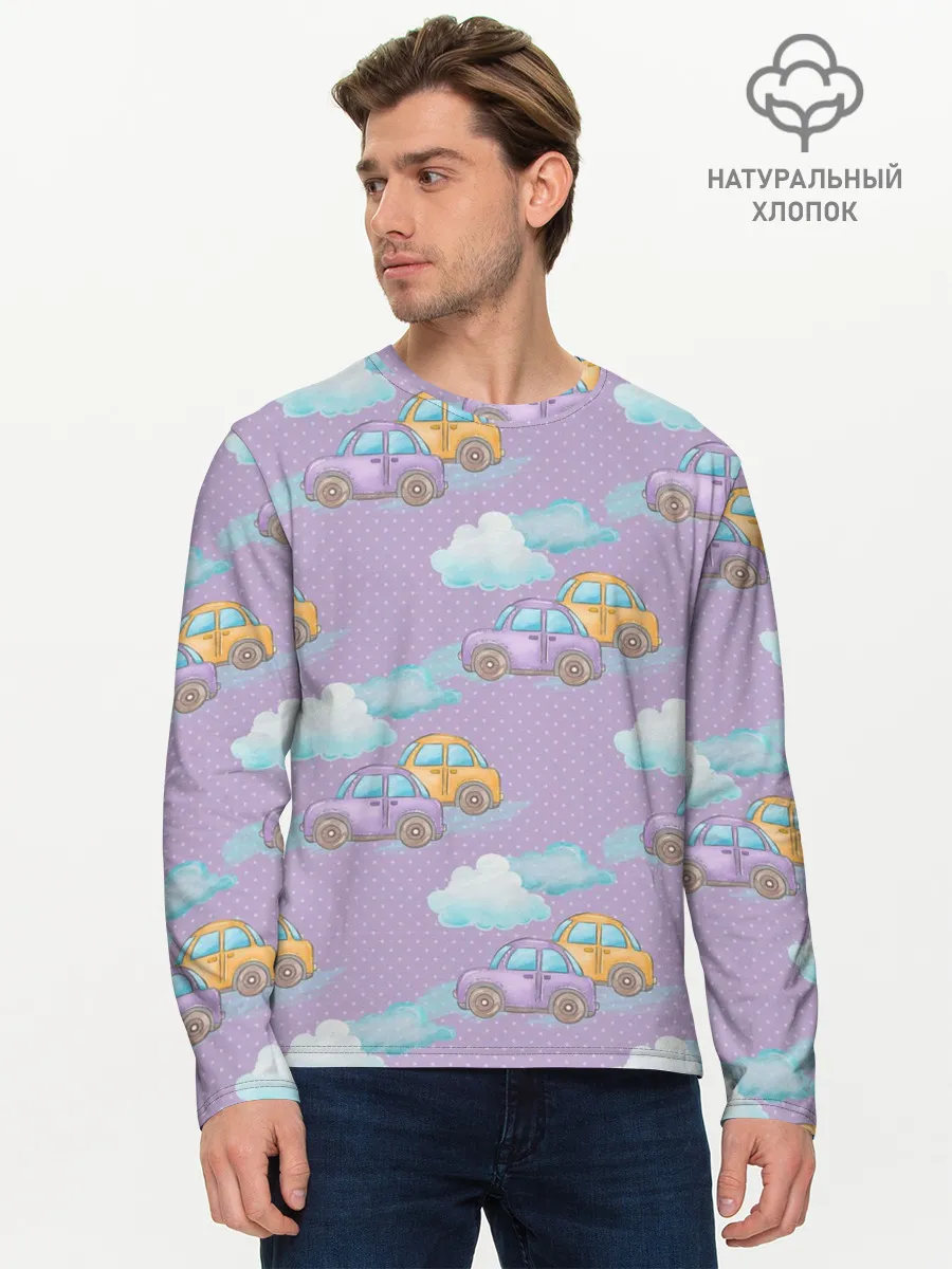 Мужской лонгслив базовый / детские машинки