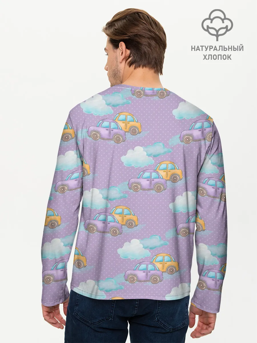 Мужской лонгслив базовый / детские машинки