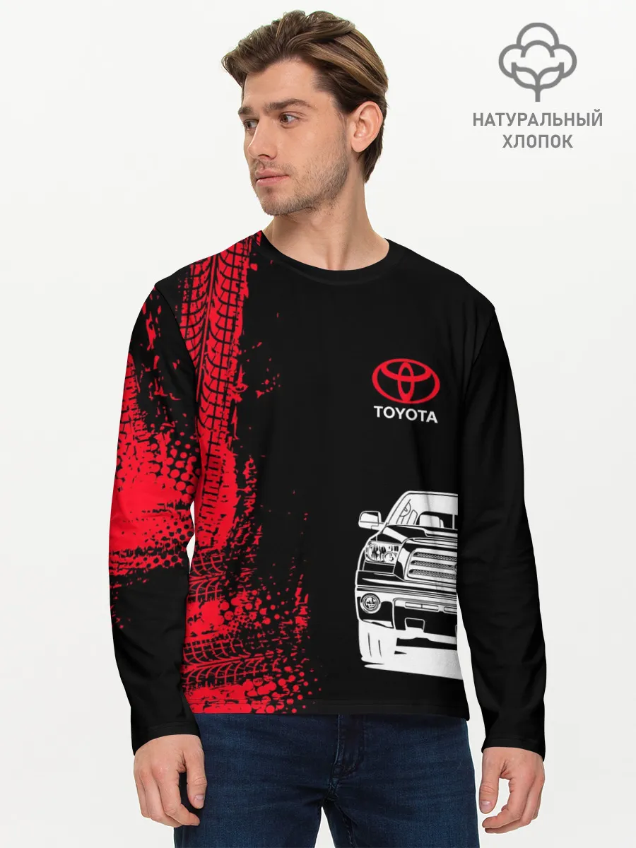 Мужской лонгслив базовый / Тойота | Красные следы