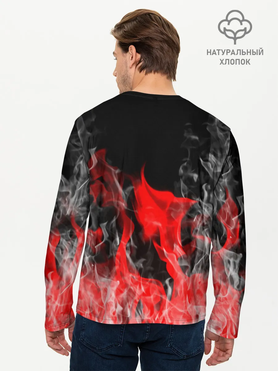 Мужской лонгслив базовый / Чёрный клевер: Пламя.
