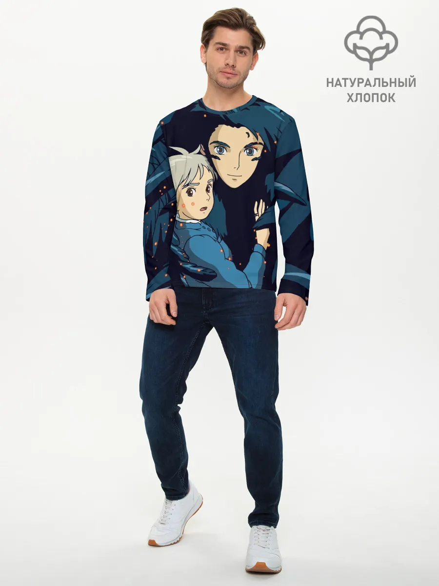 Мужской лонгслив базовый / Ходячий замок Софи и Хаул летят