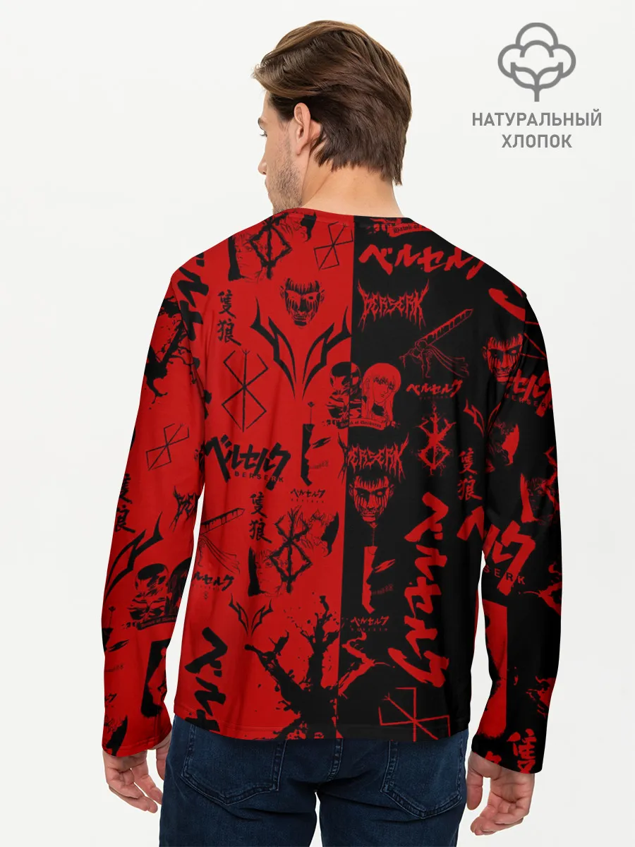 Мужской лонгслив базовый / BERSERK BLACK RED | БЕРСЕРК ПАТТЕРН