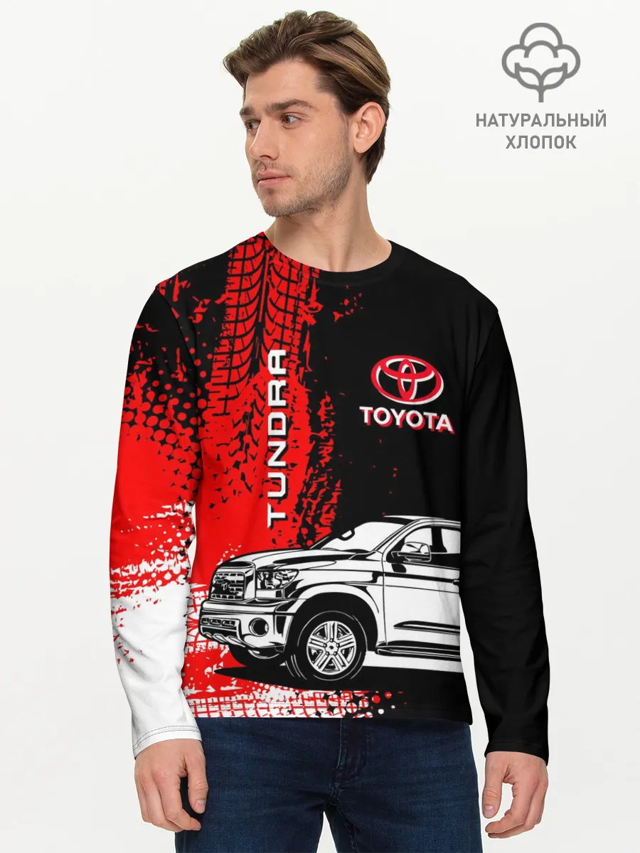 Мужской лонгслив базовый / Тойота Тундра следы шин