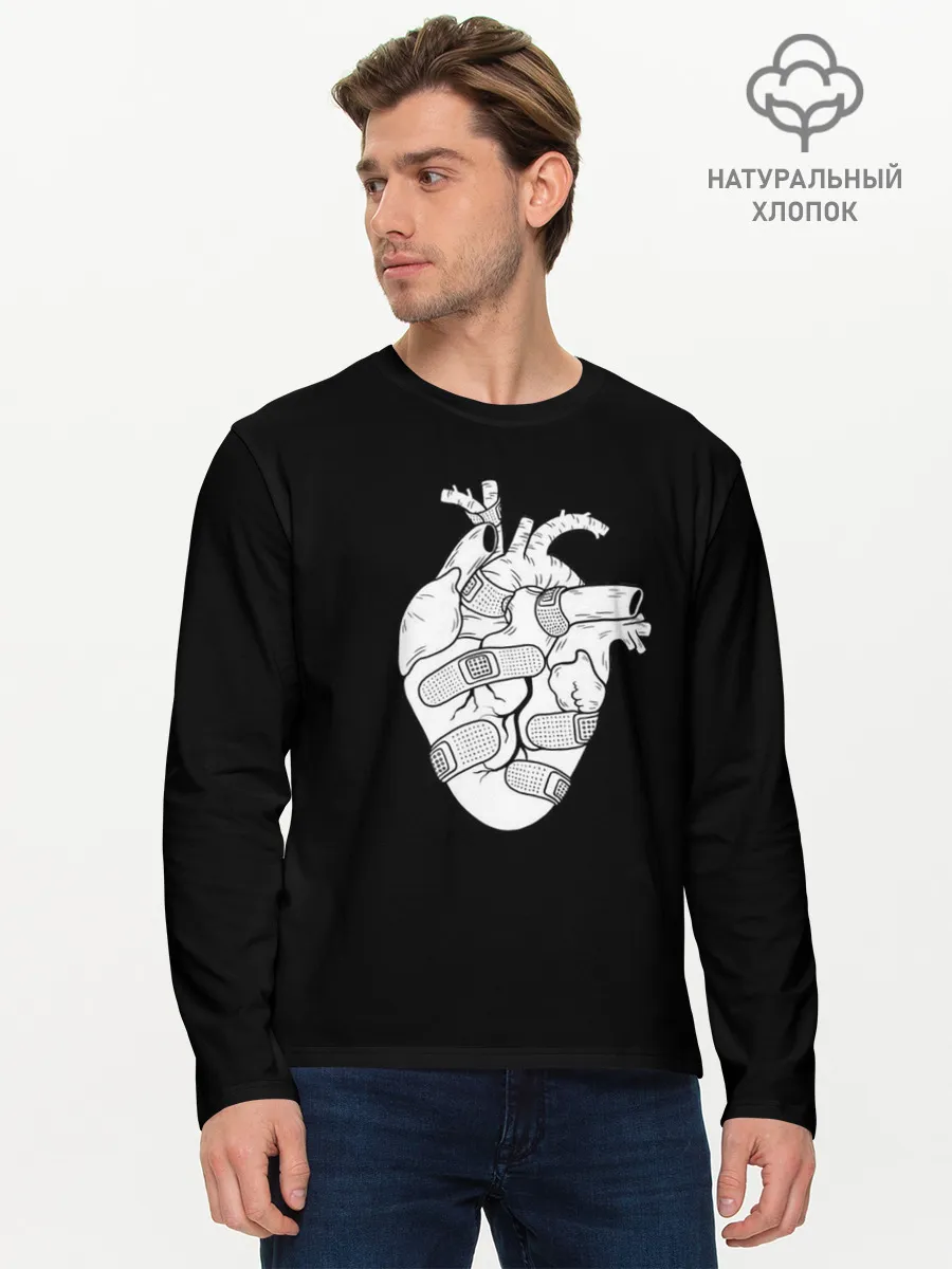 Мужской лонгслив базовый / раненное-сердце