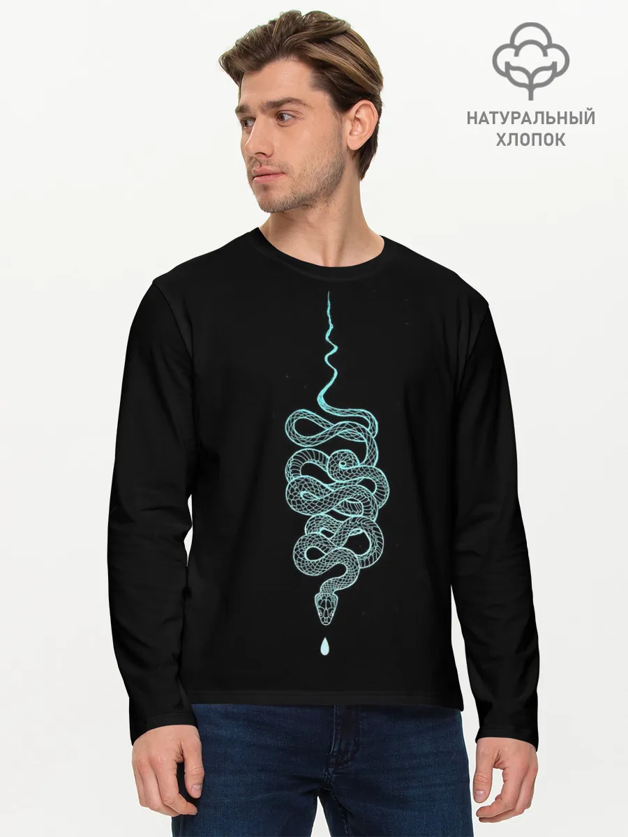 Мужской лонгслив базовый / вьющаяся змея