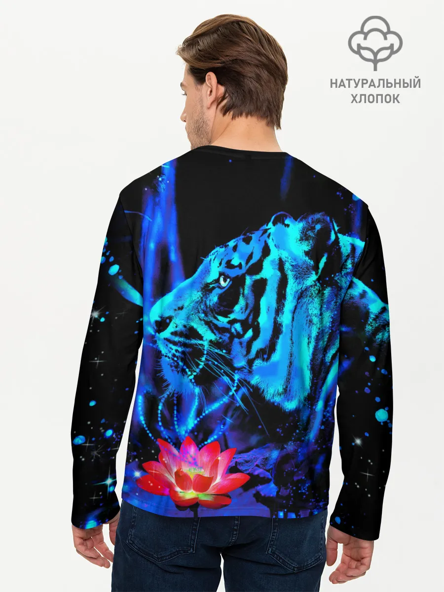 Мужской лонгслив базовый / Синий водяной тигр