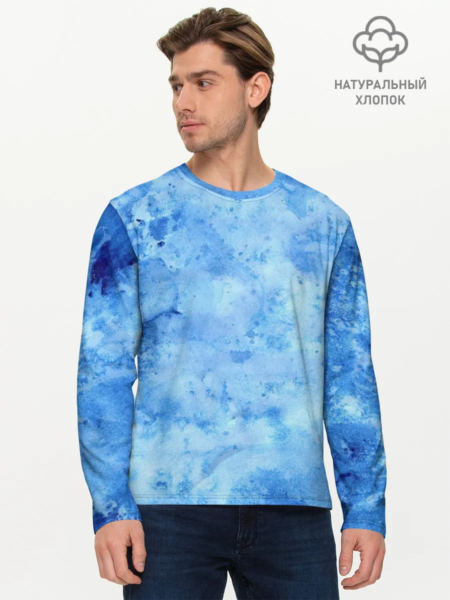 Мужской лонгслив базовый / Красочная синева